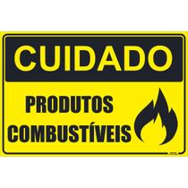 Placa de Sinalização Cuidado Produtos Combustíveis Placa de Sinalização Cuidado Produtos Combustíveis