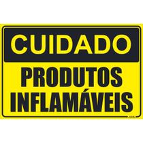 Placa de Sinalização Cuidado Produtos Inflamáveis Placa de Sinalização Cuidado Produtos Inflamáveis