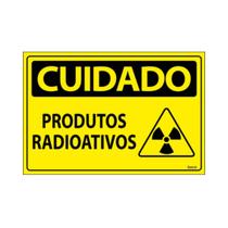 Placa De Sinalização Cuidado Produtos Radioativos 30x20 Ecom IA - SC123 F9e