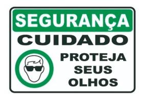 Placa De Sinalização Cuidado Proteja Seus Olhos 30x20 - Afonso Sinalizações