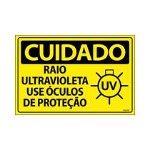 Placa De Sinalização Cuidado Raio Ultravioleta Use Óculos De Proteção 30x20 Ecom IA - SC36 F9e