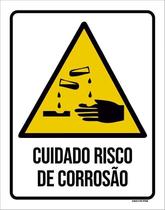 Placa De Sinalização - Cuidado Risco De Corrosão 18X23