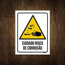 Placa De Sinalização - Cuidado Risco De Corrosão 27X35