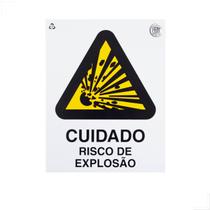 Placa de Sinalização Cuidado Risco de Explosão 15x20cm