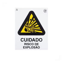 Placa de Sinalização Cuidado Risco de Explosão 15x20cm Placa de Sinalização Cuidado Risco de Explosão 15x20cm