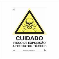 Placa de Sinalização Cuidado Risco de Exposição a Produtos Tóxicos