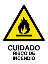 Placa de Sinalização Cuidado Risco de Incêndio Placa de Sinalização Cuidado Risco de Incêndio