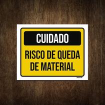 Placa De Sinalização - Cuidado Risco Queda Material 27X35