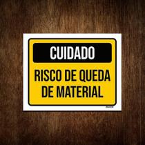 Placa De Sinalização - Cuidado Risco Queda Material 36X46