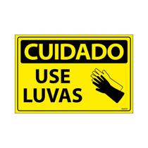 Placa De Sinalização Cuidado Use Luvas 30x20 Ecom IA - SC32 F9e