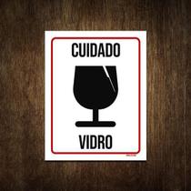 Placa De Sinalização - Cuidado Vidro Frágil 27X35