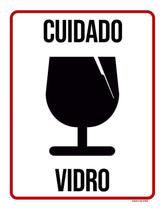 Placa De Sinalização - Cuidado Vidro Frágil 36X46