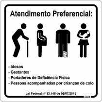 Placa de Sinalização de Aviso - Lei de Atendimento Preferencial para Idosos, Gestantes, Pessoas com Deficiência e Crianças de Colo Placa de Sinalização de Aviso - Lei de Atendimento Preferencial para Idosos, Gestantes, Pessoas com Deficiência e Crianças de Colo