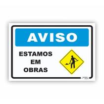 Placa de Sinalização e aviso / Estamos em obras - EO7 (15x20cm)