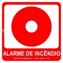 Placa de Sinalização E2 - Alarme de Incêndio Fotoluminescente Vermelha Bombeiro