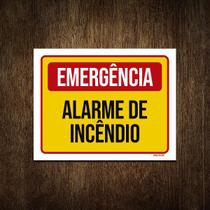 Placa De Sinalização - Emergência Alarme Incêndio 27X35
