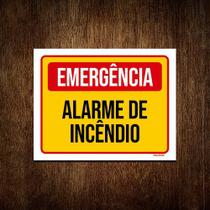 Placa De Sinalização - Emergência Alarme Incêndio 36x46