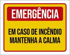 Placa De Sinalização - Emergência Em Caso Incêndio 36X46