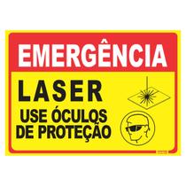 Placa de Sinalização Emergência Laser Use Óculos de Proteção