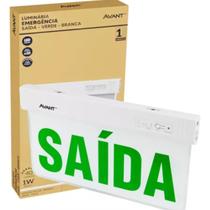 Placa de sinalizacao emergencia saida 2lado 1w verde/branco 6000k avant 354121370