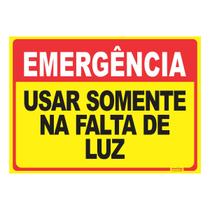 Placa de Sinalização Emergência Usar Somente na Falta de Luz