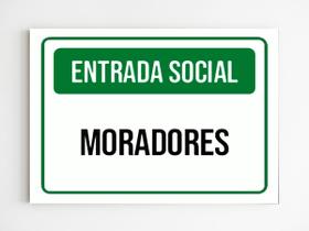 Placa de sinalização entrada social moradores mdf A4 20x29