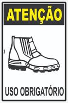 Placa de Sinalização EPI - Uso Obrigatório de Bota, Botina e Coturno - Equipamento de Proteção Individual em PS (Poliestireno)