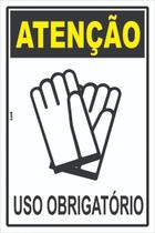 Placa de Sinalização EPI - Uso Obrigatório de Luvas de Segurança - Atenção - Equipamento de Proteção Individual em PS (Poliestireno)