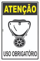 Placa de Sinalização EPI - Uso Obrigatório de Máscara Respiratória - Equipamento de Proteção Individual em PS (Poliestireno)