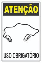 Placa de Sinalização EPI - Uso Obrigatório de Protetor Auricular - Equipamento de Proteção Individual em PS (Poliestireno)