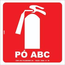 Placa de Sinalização - Extintor ABC Pó Químico Vermelho Fotoluminescente para Bombeiros