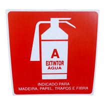 Placa de Sinalização EXTINTOR AGUA 20X20 A MADEIRA PAPEL ETC