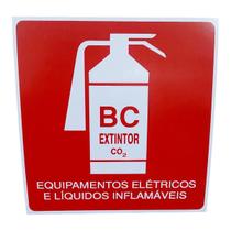 Placa de Sinalização EXTINTOR BC C02 20X20 INFLAMAVEIS