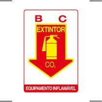 Placa De Sinalização Extintor BC CO2 Equipamento Inflamável 20x30 Ekomunike - X-713 F9e
