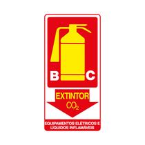 Placa De Sinalização Extintor BC CO2 Equipamentos Elétricos E Líquidos Inflamáveis 15x30 Qi Comunicação - X-703 Q1a