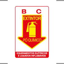 Placa De Sinalização Extintor BC Pó Químico 20x30 Ekomunike - X-714 F9e