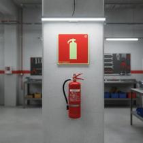 Placa de Sinalização Extintor Pó Químico E5PQS Fotoluminescente 20x20cm Placa de Sinalização Extintor Pó Químico E5PQS Fotoluminescente 20x20cm