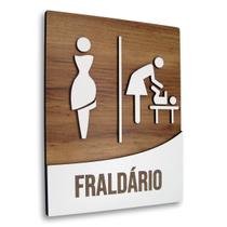 Placa De Sinalização Feminino e Fraldário - MDF 18x14cm