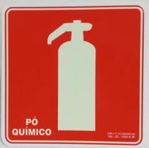 Placa de sinalização fotoluminescente Pqs Pó Químico 15x15 cm Placa de sinalização fotoluminescente Pqs Pó Químico 15x15 cm