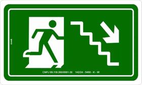 Placa de Sinalização Fotoluminescente S8 - Rota de Fuga Escada Desce à Direita