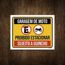 Placa De Sinalização Garagem Moto Proibido Estacionar 27X35