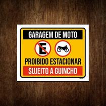Placa De Sinalização Garagem Moto Proibido Estacionar 36x46
