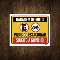 Placa De Sinalização Garagem Moto Proibido Estacionar 36X46