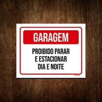 Placa De Sinalização - Garagem Proibido Estacionar 27x35