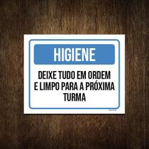 Placa De Sinalização - Higiene Deixe Tudo Em Ordem 27X35 Placa De Sinalização - Higiene Deixe Tudo Em Ordem 27X35