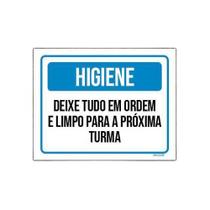 Placa De Sinalização - Higiene Deixe Tudo Em Ordem 36X46 Placa De Sinalização - Higiene Deixe Tudo Em Ordem 36X46