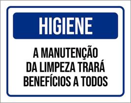 Placa De Sinalização - Higiene Manutenção Da Limpeza 27X35