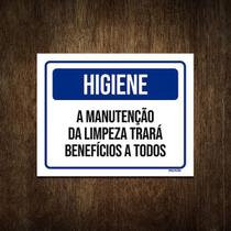 Placa De Sinalização - Higiene Manutenção Da Limpeza 27X35