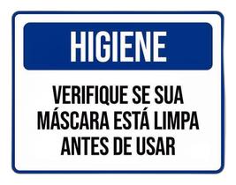 Placa De Sinalização - Higiene Verifique Máscara Limpa 18X23 Placa De Sinalização - Higiene Verifique Máscara Limpa 18X23