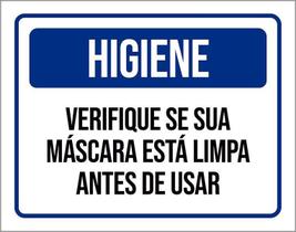 Placa De Sinalização - Higiene Verifique Máscara Limpa 27X35 Placa De Sinalização - Higiene Verifique Máscara Limpa 27X35